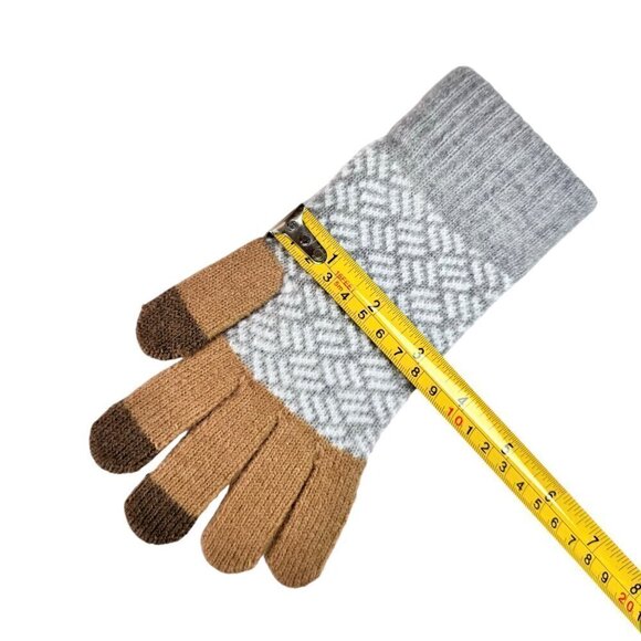 NEW Knit Winter Gloves Wool Blend Gray Tan Screentouch Friendly Sz. M - Picture 5 of 7